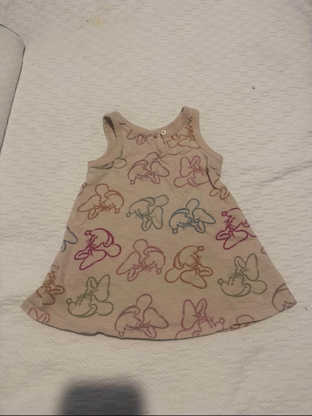 Disney Minnie Mouse Girls Sleeveless 2T Dress Beige Multicolor Character Print